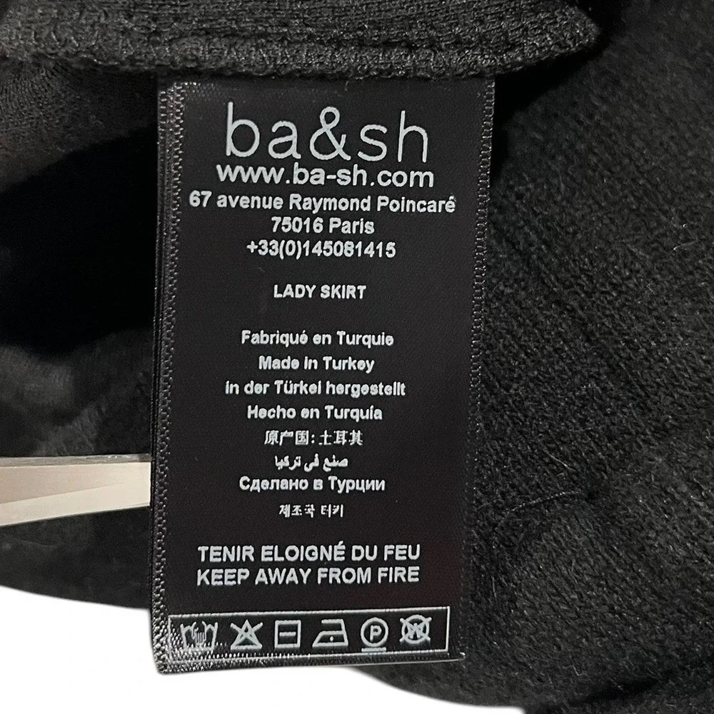 NWT Ba&Sh Jupe Holly Knit Midi Skirt Black A-Line‎ Elastic Waist 1